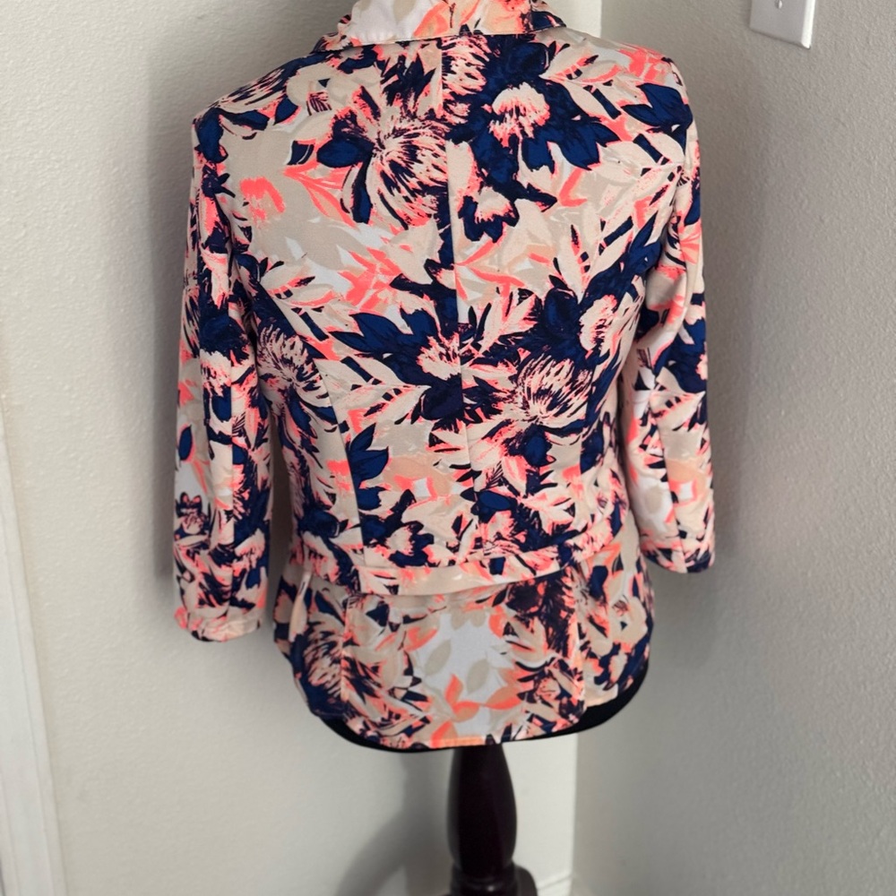 BEBE Tropical Neon Orange Blazer Blouse Set 2 Pieces Size M Medium - Picture 2 of 11